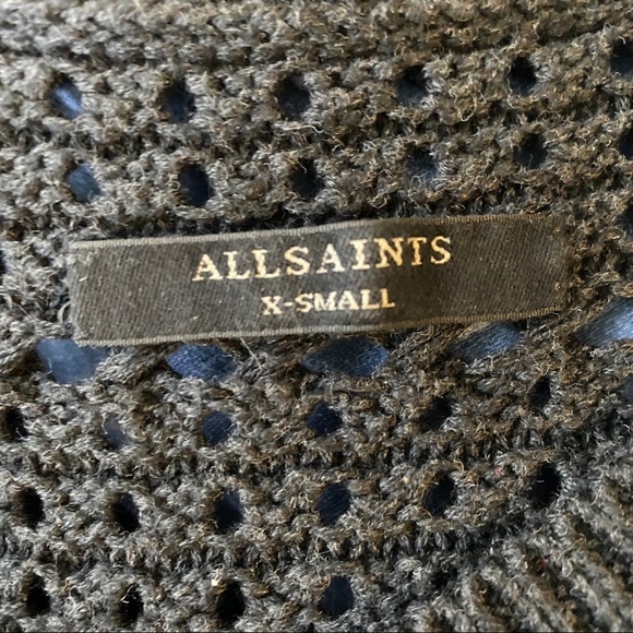 ALL SAINTS Lota V Neck Sweater Cable Knit Dark Blue XS - Picture 5 of 12
